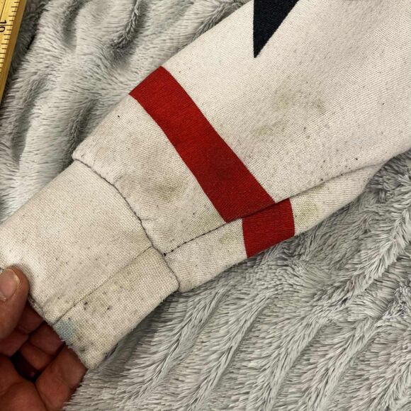 Hoodie Men’s Small USA Washington DC Flag Stars Stripes Patriotic Vintage Stains - Picture 6 of 10